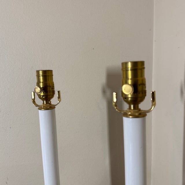 1970s Vintage Italian White Ceramic Fruit Candlestick Table Lamps Acrylic Lucite Base - a Pair For Sale - Image 5 of 7