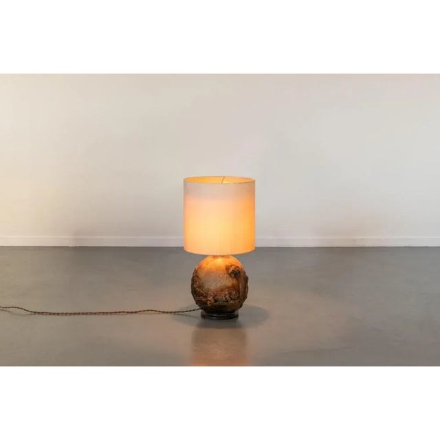 Ceramic table lamp made in 1960s by Danish artist with African wild life motives. Attention: shade is not included. Only a...