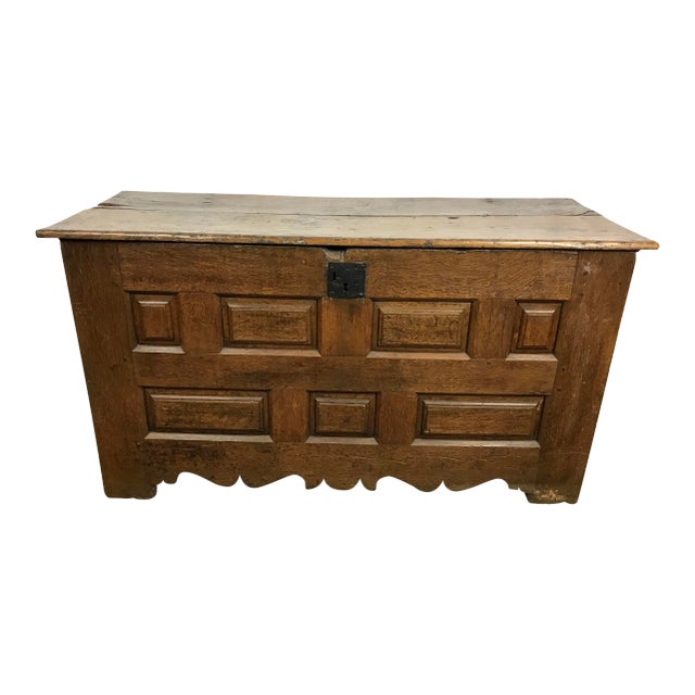 18th Century Primitive Oak Linen Coffer Chest For Sale