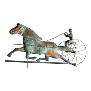 Antique Copper Horse & Sulky Weathervane For Sale