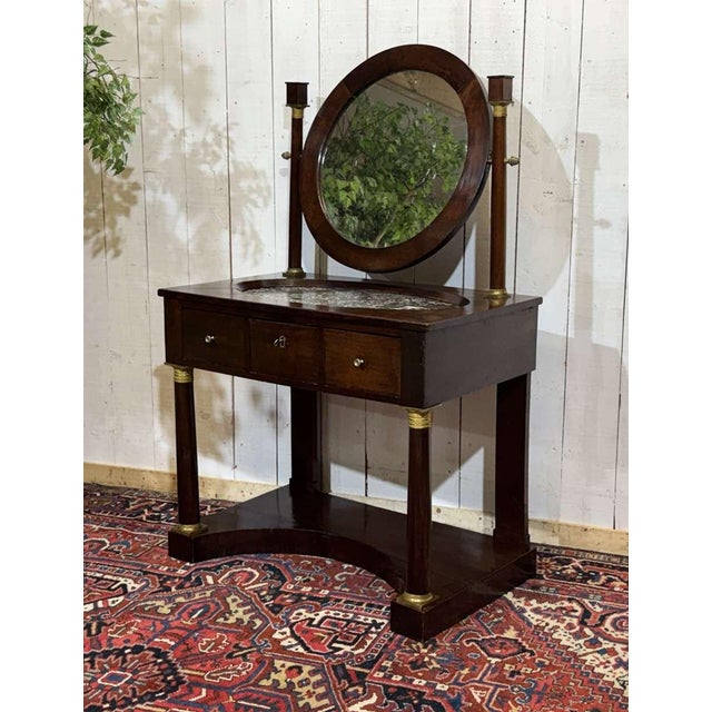 Antique Empire Style Dressing Table in Mahogany with Marble Top, 1800s For Sale - Image 13 of 18