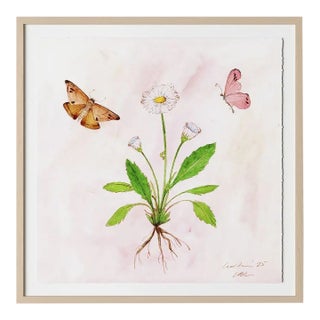 Blush Botanical 1 by Lia Burke Libaire in White Frame, Medium Art Print on Paper For Sale