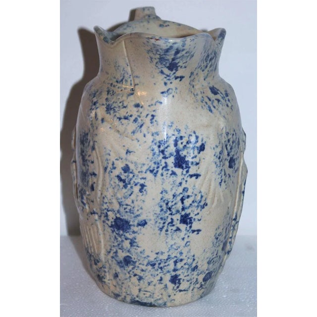 Late 19th Century 19th Century Lady Liberty Blue Sponge Ware Pitcher For Sale - Image 5 of 9