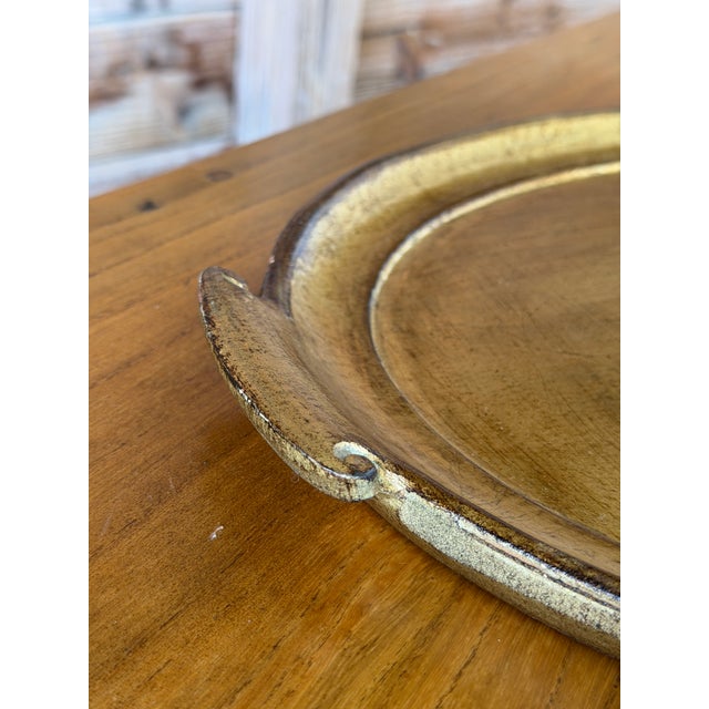 Gold Vintage Italian Vietri Oval Gold Leaf Serving Tray For Sale - Image 8 of 12