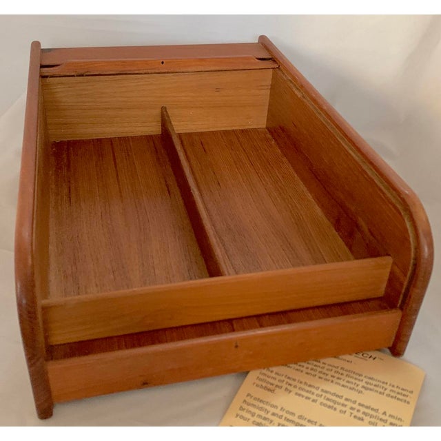 Vintage CD & Cassette Storage Filing Teak Wood Box Roll Top Tambour Door MCM Danish Style Set