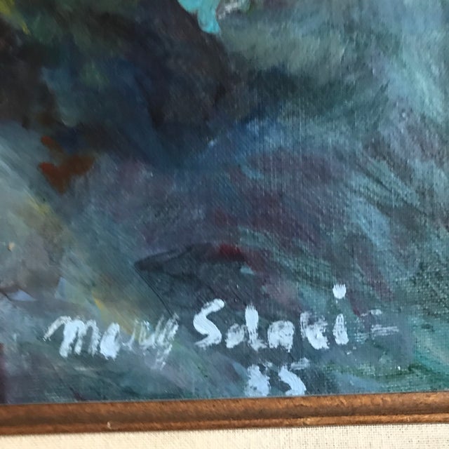 Vintage Abstract Floral Oil Painting by Mary Solbrig For Sale In New York - Image 6 of 11