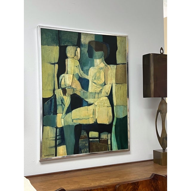 Brown Abstract Cubist Oil Painting by Scornavacca For Sale - Image 8 of 12