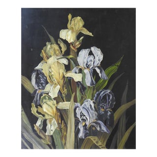 Early 20th Century Iris Painting on Wood For Sale