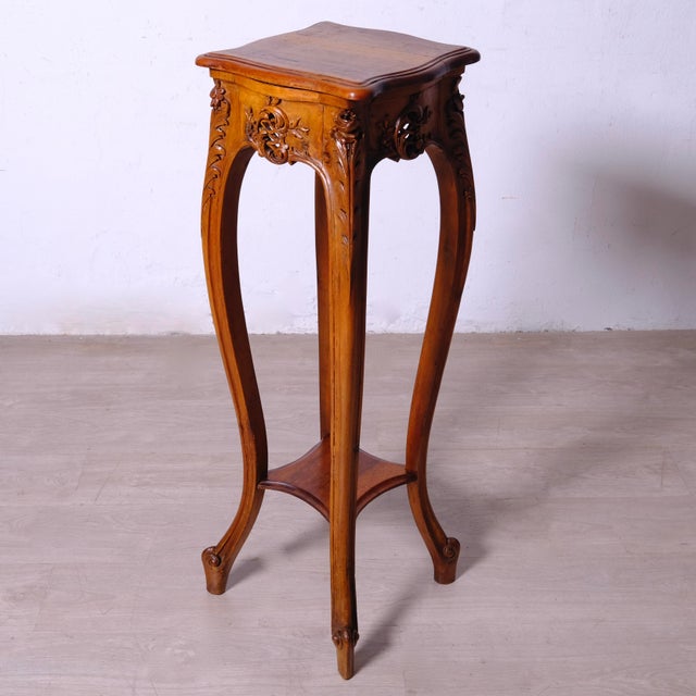 French Louis XV Style Walnut Pedestal, 1930s For Sale - Image 6 of 18