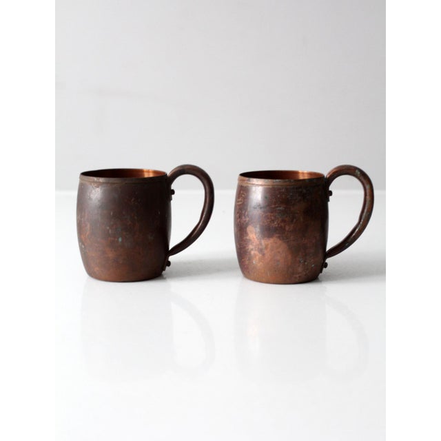 Vintage Copper Mugs With Handles Pair For Sale - Image 4 of 11