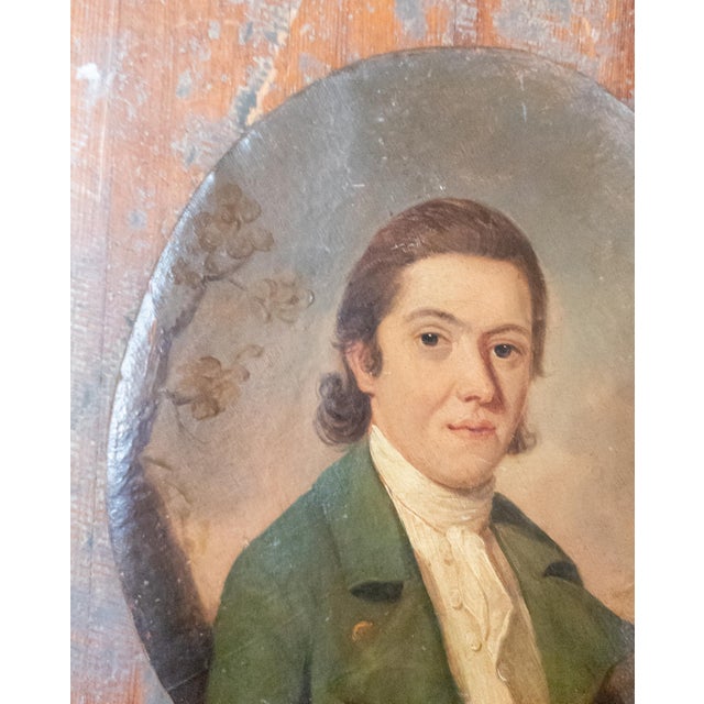18th Century English Oval Portrait Painting of a Gentleman in Green For Sale - Image 4 of 12