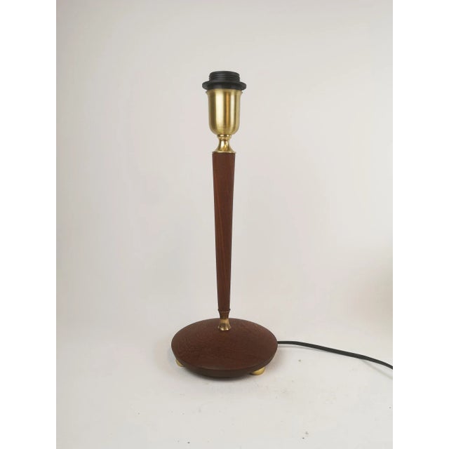 Wood Mid-Century Swedish Teak and Brass Table Lamp from Göteborgs Armaturhandverk, 1950s For Sale - Image 7 of 13