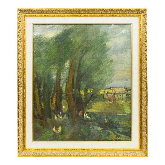 Under the Trees, Oil on Board, 20th Century For Sale