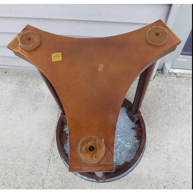 Late 20th Century Late 20th Century Bombay Co. French Empire Style Mahogany & Green Marble Side Table For Sale - Image 5 of 6