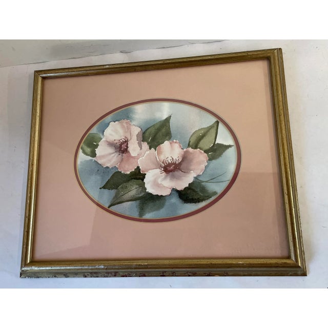 Vintage Signed and Framed Original Floral Watercolor Painting For Sale - Image 4 of 8