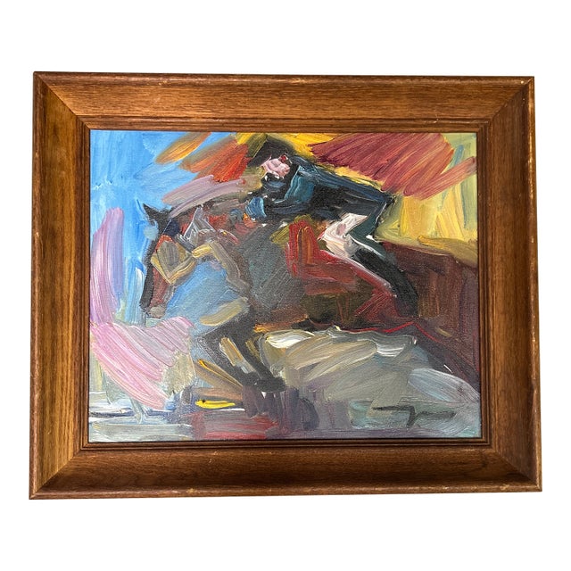 Contemporary Original Impressionist Jockey Painting “The Race” For Sale
