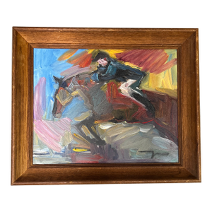 Contemporary Original Impressionist Jockey Painting “The Race”