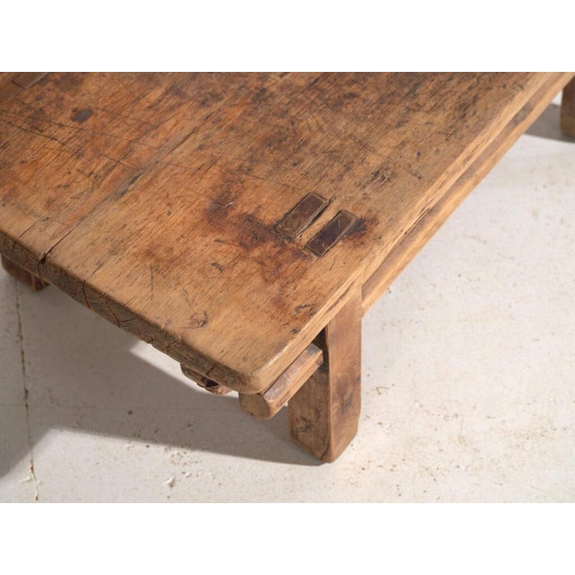 Low Antique Chinese Qing Dynasty Kang Table in Elm For Sale - Image 3 of 9