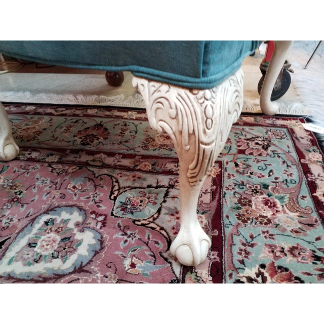 1920s Antique Tiffany Blue Upholstered Chairs - a Pair For Sale In Orlando - Image 6 of 8