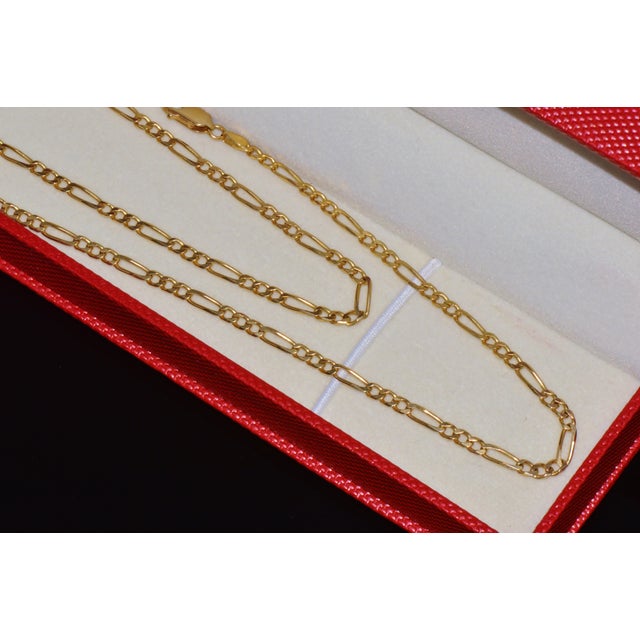 Late 20th Century Italian Solid 18k Yellow Gold 30-Inch Figaro Chain Necklace by Olimpia Catene For Sale - Image 11 of 11