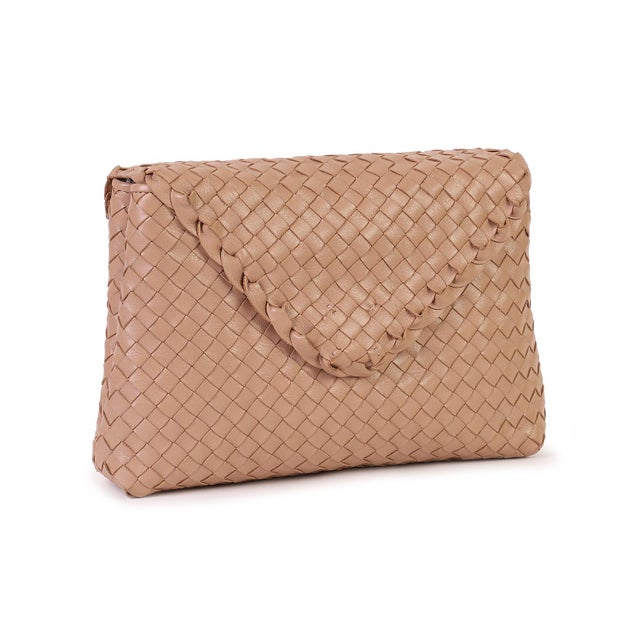 2020s Rafe Jamie Woven Leather Envelop Clutch in BArley For Sale - Image 5 of 6