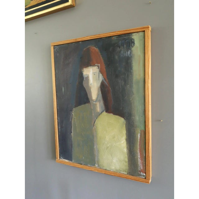 1978 Modernist 'Maris' Vintage Original Figurative Portrait Oil Painting, Framed For Sale - Image 4 of 11