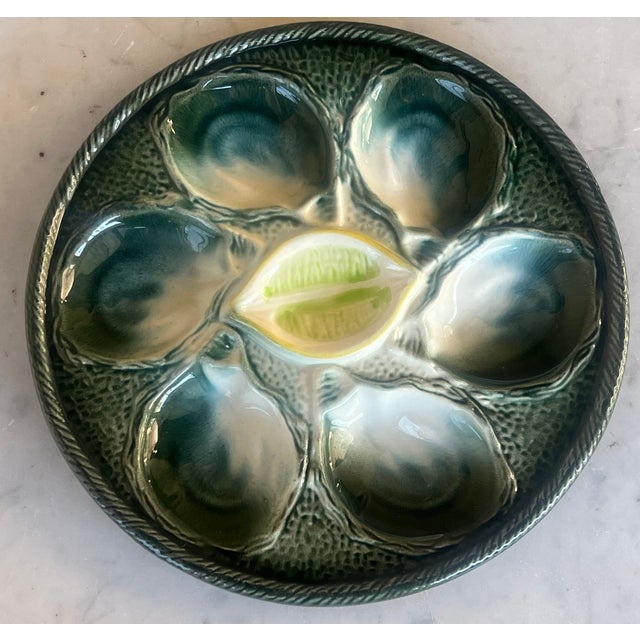Vintage French Oyster Plate by Saint Clement For Sale - Image 10 of 11