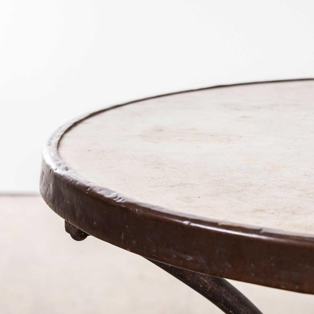 Stone Small French Round Gueridon Table with Marble Top, 1950s For Sale - Image 7 of 8
