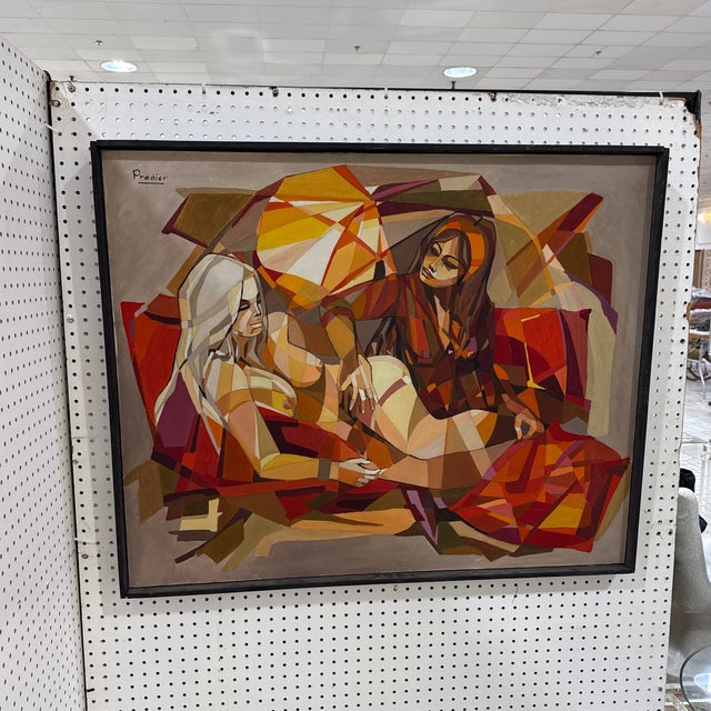 Vintage French Cubist Abstract Painting Signed Pradier – Framed For Sale - Image 9 of 12