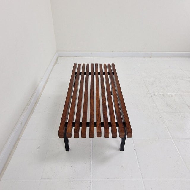 Low Italian Slatted Wooden Bench, 20th Century For Sale - Image 9 of 14