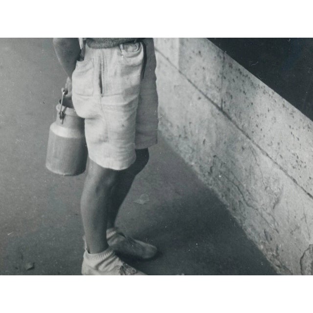 Little Boy With Milkcan in Paris, France, 1950s, Silver Gelatine Print For Sale - Image 3 of 5