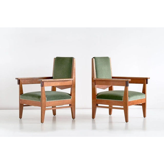 Set of Art Deco Oak and Macassar Ebony Armchairs by Anton Lucas, 1920s For Sale - Image 15 of 15