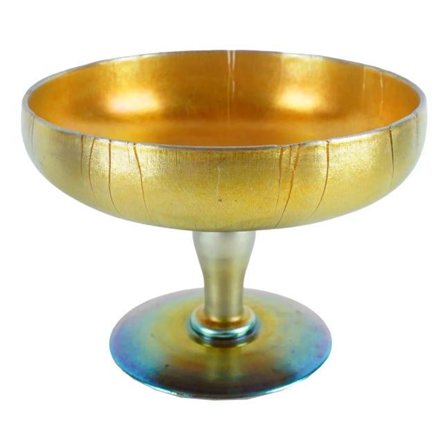 1930s Frederick Carder for Steuben Glass Company Gold Aurene Footed Bowl For Sale - Image 5 of 5