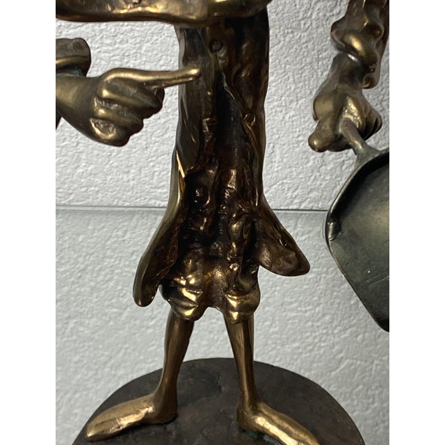 Gold Yves Lohe, Clown with His Briefcase, 1980s, Bronze For Sale - Image 8 of 10