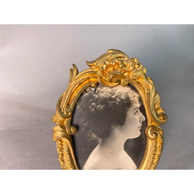19thC French Gilded Bronze Miniature Floral Picture Frame For Sale - Image 4 of 10