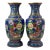 Pair of Chinese Cloisonne Enamel Vases Gold Floral Scrolls For Sale