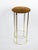 Dimensions: ø31 x h73cm, footrest h16, 4 kg. Vintage gold-tone metal stool with a foam and suede seat. Medium size, 73 cm...