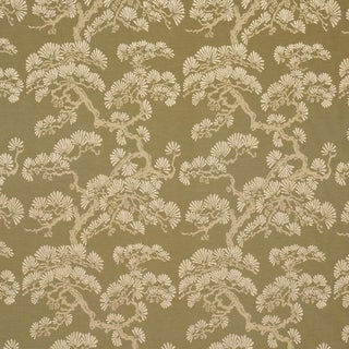 Sample - Schumacher Hinata Fabric In Olive For Sale