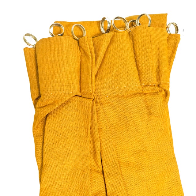 Beautiful set of 4 vintage mid-century modern curtain panels in a rich marigold / mustard gold tone with incredible retro...