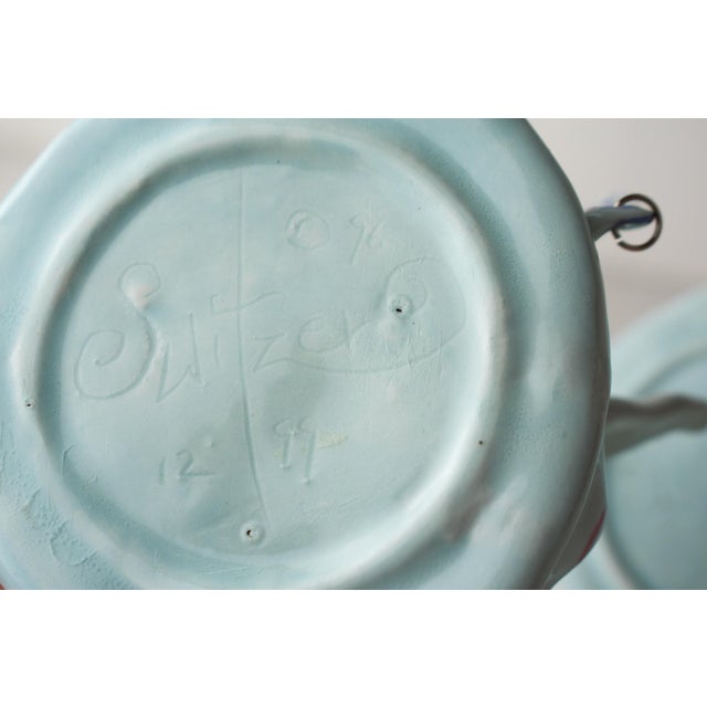 Original 1996 Signed Mark Switzer Studio Ceramics Sugar & Creamer Set For Sale - Image 15 of 17