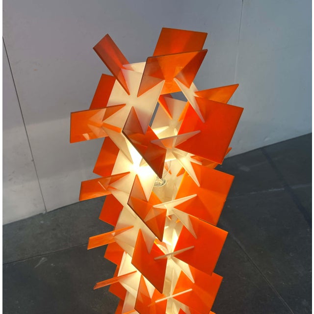Orange Mid-Century Modern Space Age German Acrylic Floor Lamp, 1960s For Sale - Image 8 of 18