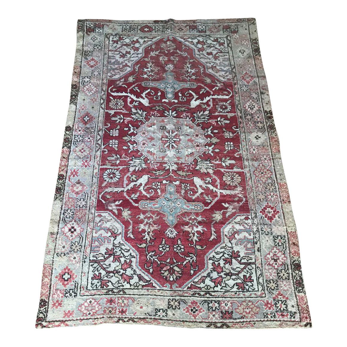 Bellwether Rugs Vintage Turkish Red & Cream Rug 4′4″ × 6′10″ Chairish