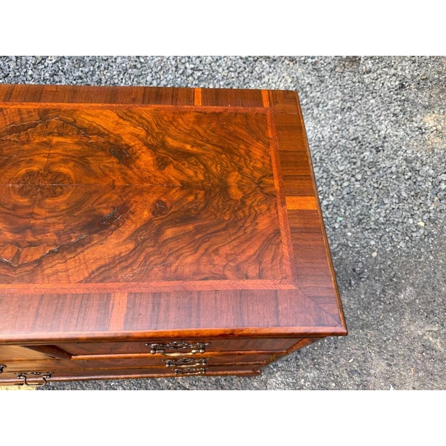 19th Century Antique Georgian Style Burr Walnut Chest of Drawers For Sale - Image 5 of 17