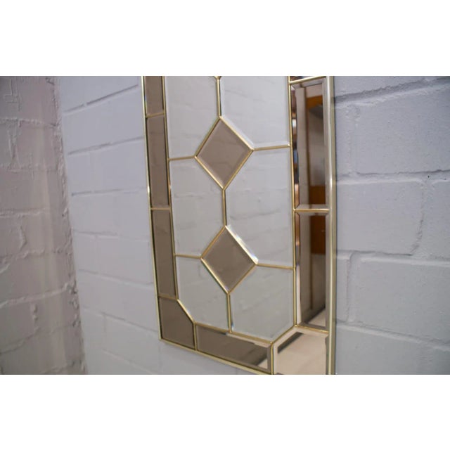 Brown Stained Glass Framed Wall Mirror, 1970s For Sale - Image 8 of 10