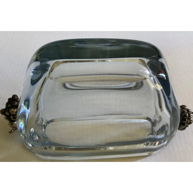 Transparent Sterling Grape Cluster Handles Mid-Century Modern Strombergshyttan Danish Glass Vase For Sale - Image 8 of 13