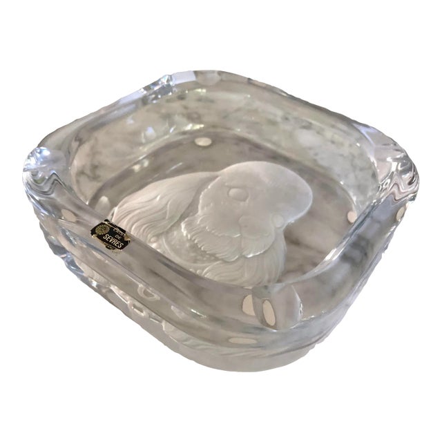 French Sevres Crystal Poodle Dog Ashtray/Catchall For Sale