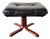 Vintage Lindos Black Leather and Wood Ottoman from Ikea, 1997 For Sale