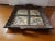 Mexican Vintage Square 4 Ceramic Tile and Hand Carved Wooden Serving Tray With 2 Handles For Sale - Image 3 of 6