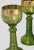 Rococo Antique Venetian Glass Bohemian Attributed to Moser Chalices Green Gilded Roemer Stems- Set of 4 For Sale - Image 3 of 11