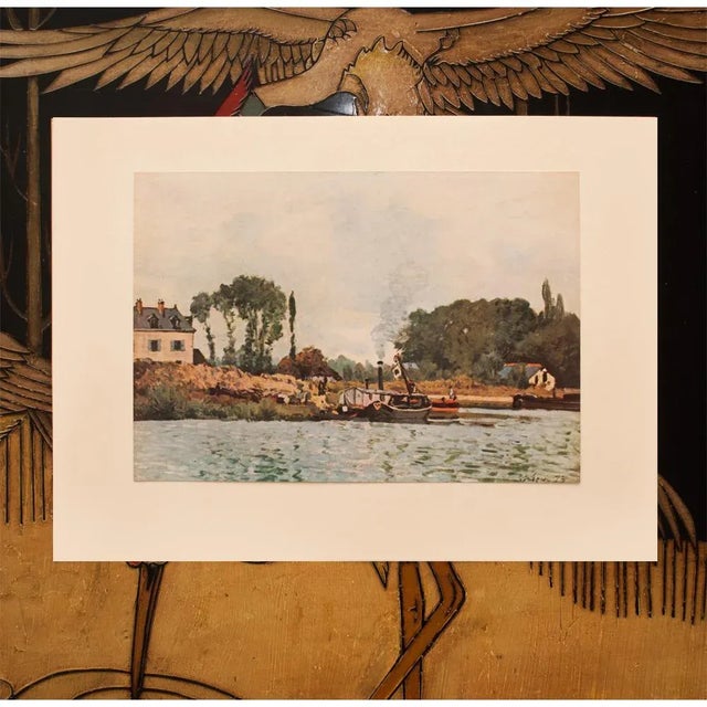 1940s 1940s After Alfred Sisley "Boats at the Lock at Bougival", First Edition Parisian Lithograph For Sale - Image 5 of 8